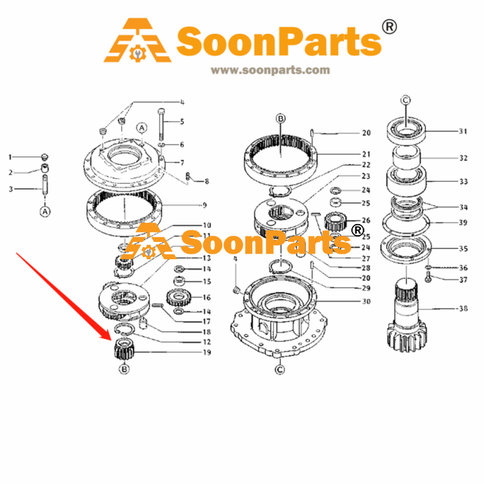 Buy Swing Motor Sun Gear 096-2048 for Caterpillar Excavator CAT