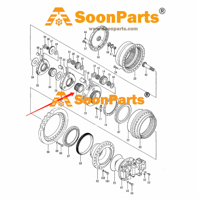 Buy Travel Motor Sun Gear 3053786 for Hitachi Excavator ZX380HH