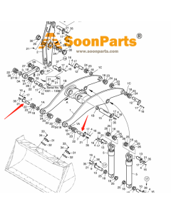 2PCS Loader Arm Pin 123-00124A 12300124A für Doosan Daewoo Bagger MEGA 400-V MEGA 400-V (S/N 3001 ~) MEGA 400-V (CHINA)