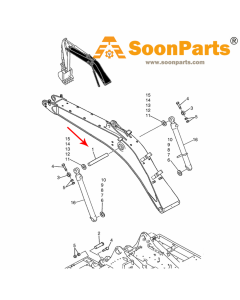 Pasador de montaje de cilindro Boon LS02B01345P1 para excavadora Kobelco SK485-8 SK485-9 SK485LC-9