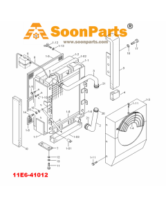 Conjunto de radiador 11E6-41011 11E6-41012 para excavadora Hyundai R130LC-3