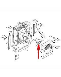 Aspa del ventilador de refrigeración 11E8-4004 para excavadora Hyundai R320LC