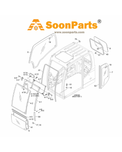 Vorderes oberes Sildeglas 71Q4-02441 für Hyundai-Bagger R125LCR-9A R140LC-9A R145CR-9 R160LC-9A R180LC-9A R180LC-9S R210W9-MH R220LC-9A R220LC-9S R220LC-9SH R220NLC-9A