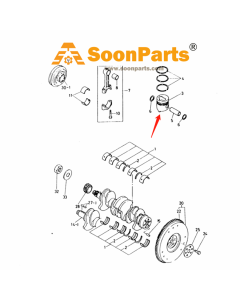 GRADO=Pistón AX 8971766340 8972873990 para excavadora Hitachi BX70 BX70D EX100 EX100-2 EX100-3 EX100M EX100M-2 EX100M-3 EX90 EX90-2 Motor Isuzu 4BD1