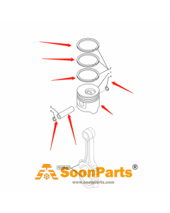 Jeu de pistons 47543930 VI8980952150 VI8943699050 pour boîtier CX75C SR Isuzu moteur AP-4LE2XASS01