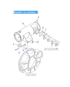 Silenciador YM129608-13511 YM129612-13590 para excavadora Komatsu PC40MR-1 PC45MR-1 motor 4D88E 4D84E