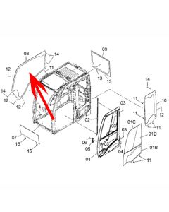Verre droit 4651655 pour pelle Hitachi ZX400R-3 ZX450-3 ZX470H-3 ZX500LC-3 ZX520LCH-3 ZX650LC-3 ZX670LCH-3 ZX850-3 ZX870H-3