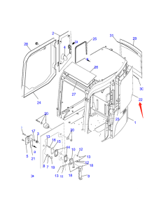 Seite hinter der Türscheibe 21W-54-R1320 für Komatsu Bagger PC80MR-3 PC88MR-6 PW98MR-6