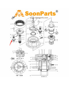 Engrenage planétaire de moteur pivotant 7Y-1644 pour pelle Caterpillar CAT 320 320 L 320B 320B L 320N 321B