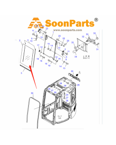 Verre avant supérieur 22B-54-17931 pour pelle Komatsu PC128US-2 PC128UU-2 PC138US-2 PC228US-3 PC308USLC-3 PC78MR-6 PC78US-6 PC78UU-6