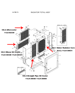 Conjunto de núcleo de radiador de agua 11LH-30031 11LH30031 para cargadora de ruedas Hyundai HL780-7A