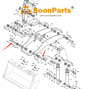 Buy 2PCS Loader Arm Pin 123-00124A 12300124A for Doosan Daewoo Excavator MEGA 400-V MEGA 400-V (S/N 3001~) MEGA 400-V (CHINA) from WWW.SOONPARTS.COM online store