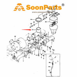 Buy Elbow 6127-81-2822 6127-81-2821 for Komatsu Bulldozer D150A-1 D155A-1 D95S-1 Engine S6D155-4 from soonparts online store