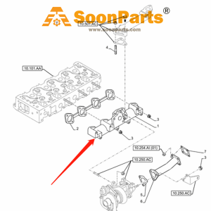 Buy Exhaust Manifold VI8980305661 for Case Excavator CX75C SR Isuzu Engine AP-4LE2XASS01 from soonparts