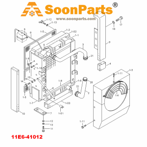 Buy Water Radiator Core Ass'y 11E6-41011 11E6-41012 for Hyundai Excavator R130LC-3 from WWW.SOONPARTS.COM online store