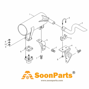 Buy Muffler Silencer 11M6-56251 11M656251 for Hyundai Excavator R55-3 R55W-3 from WWW.SOONPARTS.COM online store