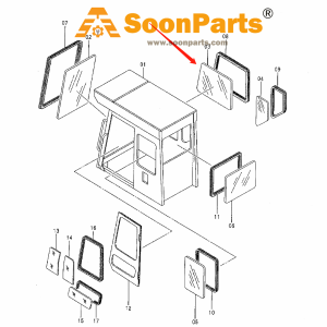 Buy Righthand Front Glass 4612778 for Hitachi Excavator EX1200-5C EX1200-5D form www.soonparts.com online store