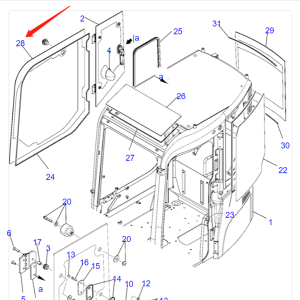 Righthand Front Glass 21W-54-R1370 for Komatsu Excavator PC88MR-6 PC80MR-3 PW98MR-6