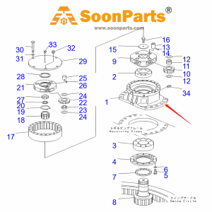 Buy Swing Motor Case 20Y-26-22210 20Y2622210 for Komatsu Excavator PC200-6 PC210-6 PC220-6 from WWW.SOONPARTS.COM online store