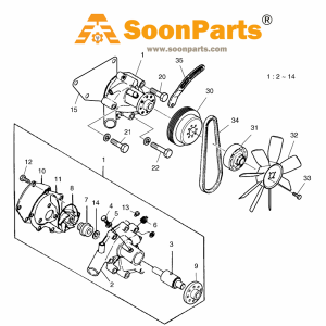 Buy Water Pump 65.06500-6253 65.06500-6122A 65.06500-6122B 65.06500-6122 Doosan Daewoo Excavator SOLAR 50W-3 SOLAR 50W-III  from WWW.SOONPARTS.COM online store