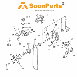 Buy Water Pump 894338-8480 8943388480 for Doosan Daewoo Excavator SOLAR 55 Isuzu Engine 4LC1 from WWW.SOONPARTS.COM online store