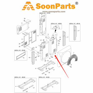 Water Tank Radiator 11Q6-40631 11Q6-40632 11Q6-40633 11Q6-40634 11Q6-40635 for Hyundai Excavator R210LC-9 R210NLC-9 R250LC-9 R260LC-9S(BRAZIL)