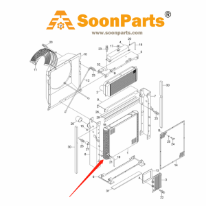 Water Tank Radiator 11QB-41020 for Hyundai Excavator R480LC-9MH R480LC-9 R520LC-9