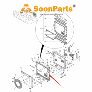 Water Tank Radiator 4474012 for John Deere Excavator 800C