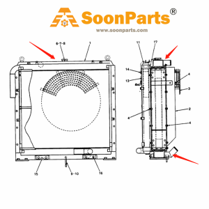 BUY Water Tank Radiator ASS'Y 2452U133S1 for Kobelco Excavator SK400-3 SK400LC-3 from WWW.SOONPARTS.COM online store