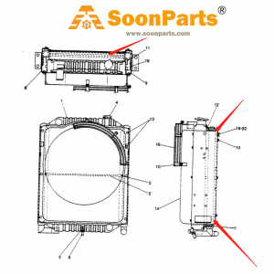 BUY Water Tank Radiator ASS'Y 2452U648S7 for Kobelco Excavator SK150LC-3 from WWW.SOONPARTS.COM online store