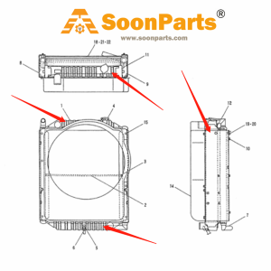 BUY Water Tank Radiator ASS'Y LP05P00006F1 for Kobelco Excavator SK150-3 SK150LC-3 from WWW.SOONPARTS.COM online store
