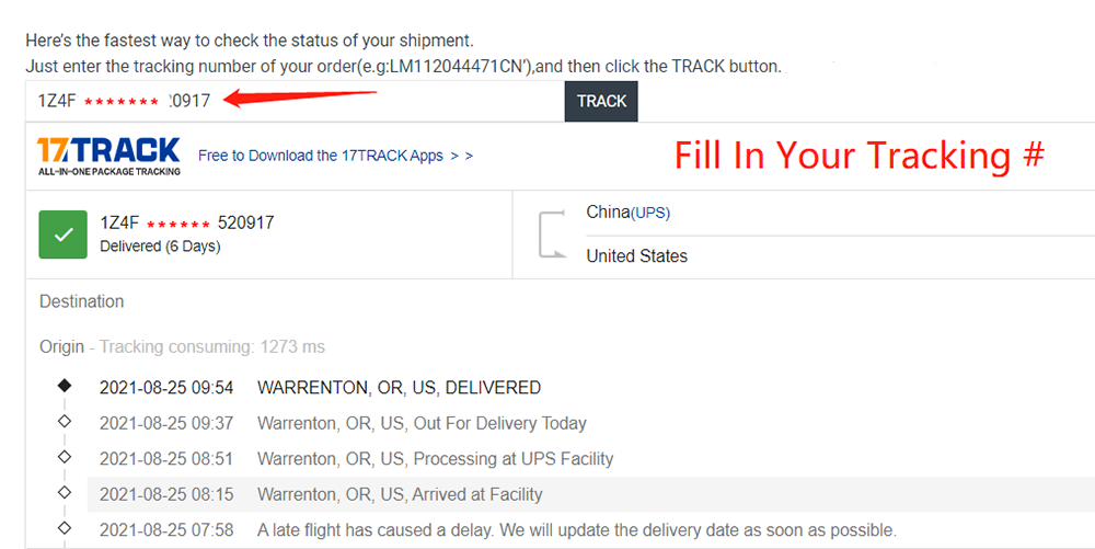 tracking order